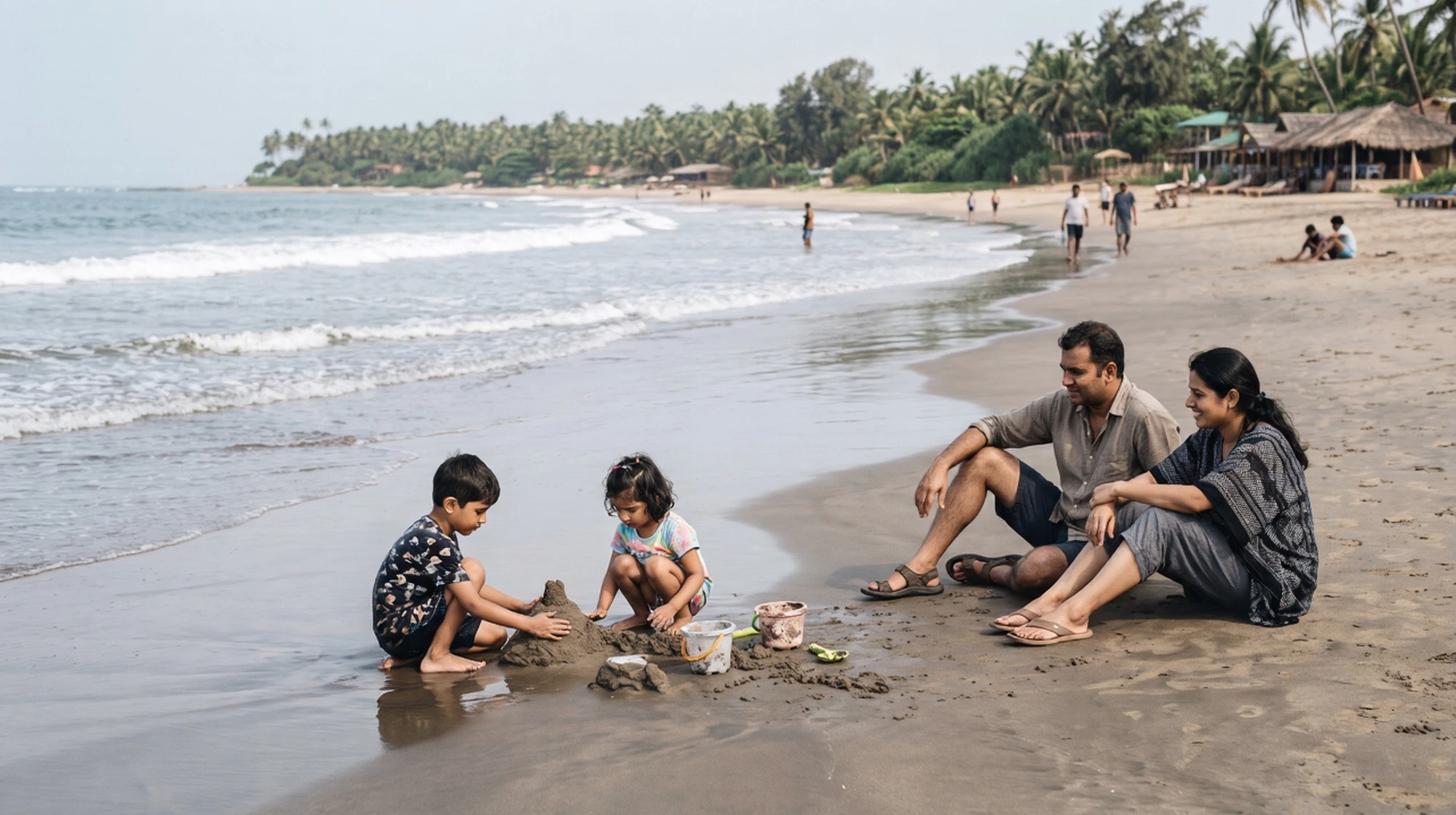Family enjoying a relaxed domestic holiday destination in India