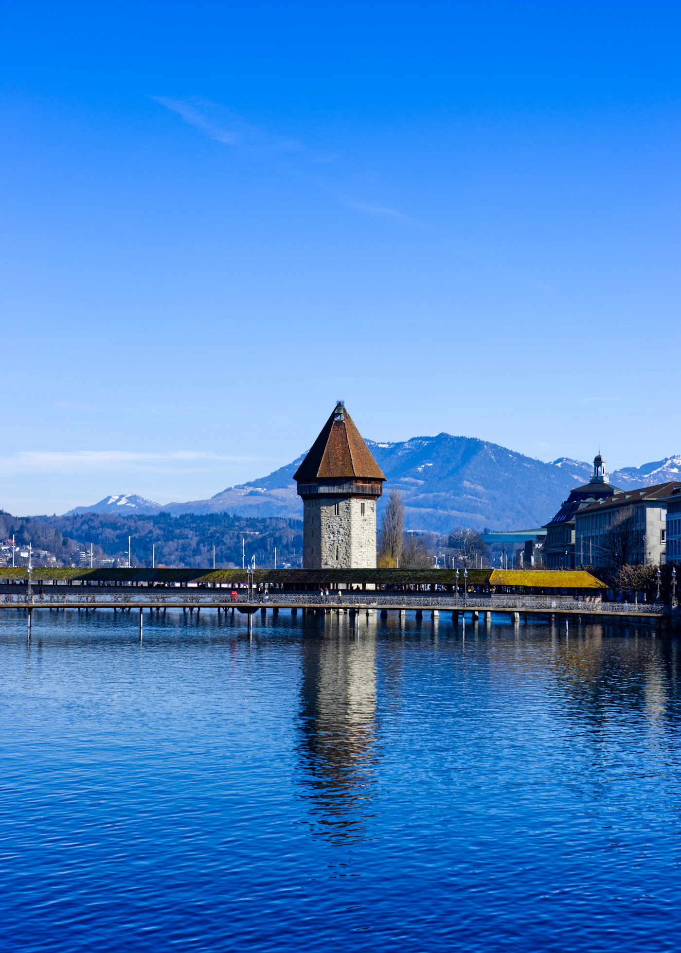 Switzerland Trip Cost from India for a Couple (2027) 8 Chapel Bridge water tower on Lake Lucerne