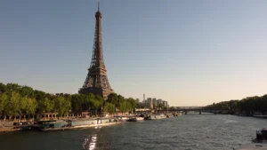 Eiffel Tower across the River Seine at dusk