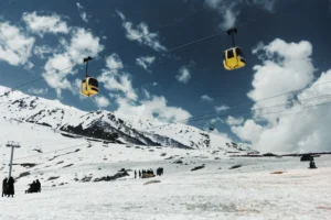 Gulmarg Gondola cabins over the snow