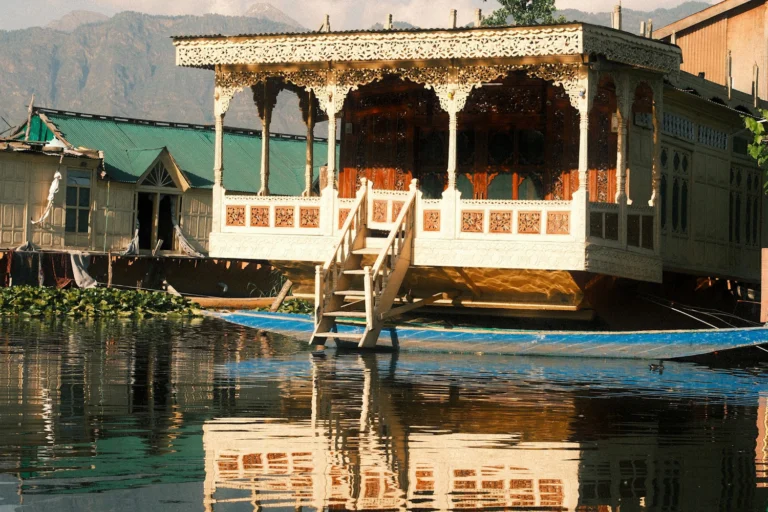 Kashmir 3 Carved wooden houseboat on Dal Lake