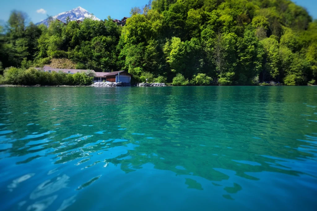 Turquoise water of Lake Thun at Spiez