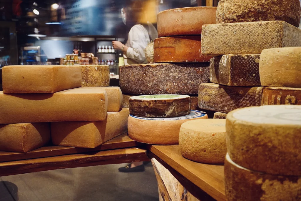 Swiss cheese on sale at a Zurich food shop